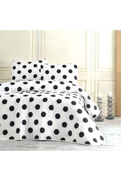 Eponj Home Quilted duvet set 200x220 cm + 2 pillowcases with polka dots, Point Alba