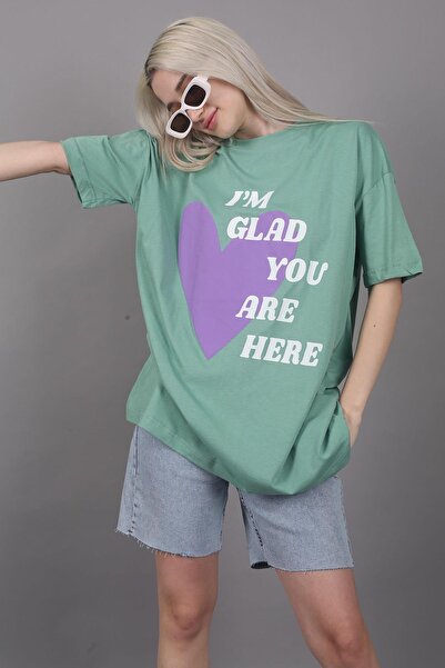 Madmext Μπλουζάκι Mad Girls Green Printed Mg1202