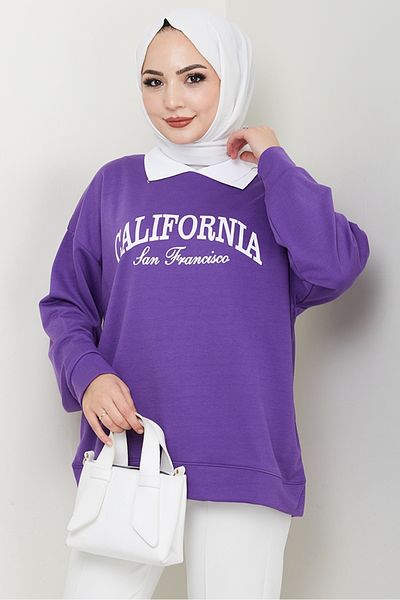 Bestenur California Printed Sweat 1426 - Μωβ