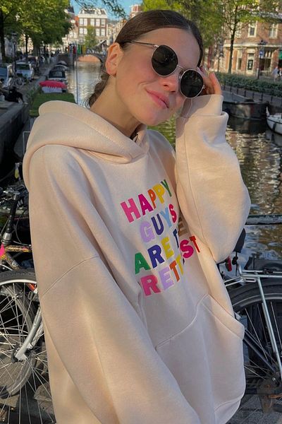 Madmext Beige Colored Embroidered Crew Neck Sweatshirt Mg1574