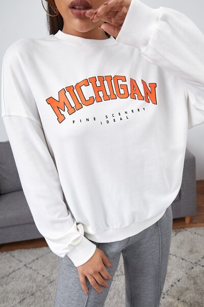 Madmext Mad Girls White Sweatshirt Mg785