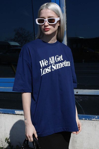 Madmext Übergroßes T-Shirt mit Indigo-Print Mg1532
