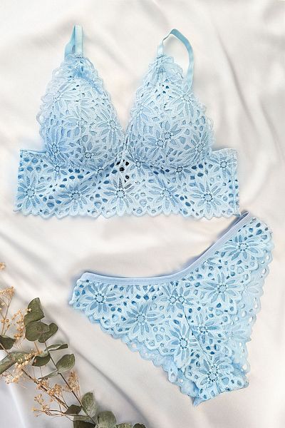 ifondi Costum de sutien Bralet fără suport Baby Blue