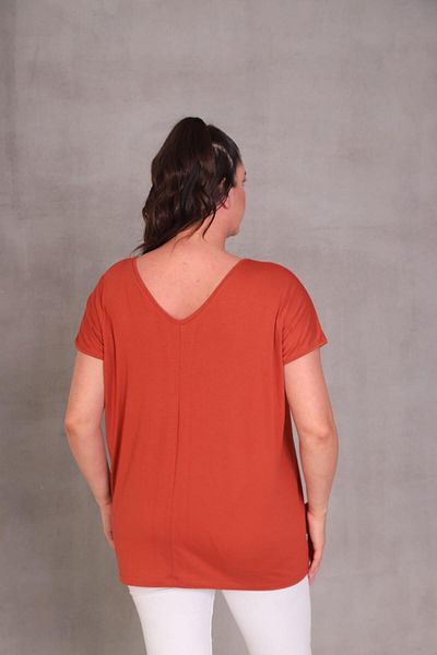 Esina Women's Viscose Blouse Stone Detailed Front and Back V-Neck