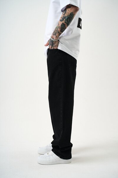 Respire Black Baggy Washed Jean Trousers