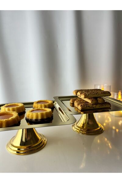 Moon Dizayn Gold Kare, Ayaklı Şık Kek, Pasta, Kurabiye Ve Tatlı Servis Sunum ...
