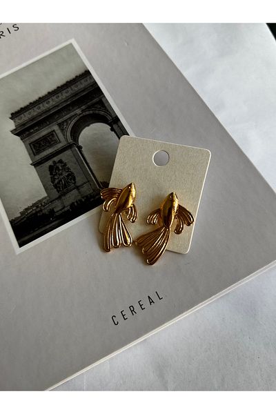 shop Brand Koi Fish Gold Earrings (4 cm)