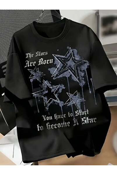 LAND MODA تي شيرت كاجوال بطباعة السماء المرصعة بالنجوم للنساء - رقبة دائرية، ...