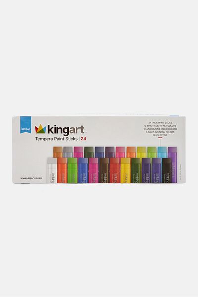 Kingart 24 Pieces Tempera Paint Sticks Set, White Combo