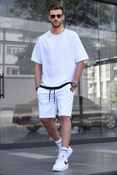 Madmext Λευκό Oversize ανδρικό σορτς 5668