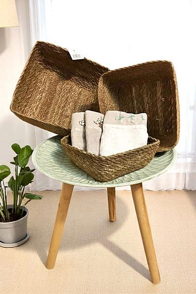 Tilbe Home 3 Size Natural Wicker Basket Organizer Bathroom Kitchen Home Decor Natural Woven Decorative Basket