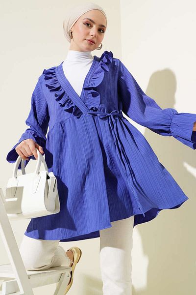 VOLT CLOTHİNG Women's Ruffled Tie Kimono