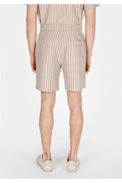 Colin's Regular Fit Mid Waist Striped Men's Beige Shorts