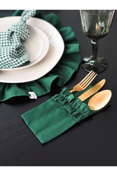KaiHome Θήκη για μαχαιροπίρουνα Mossy Linen 3 θέσεων 6 ΤΕΜ
