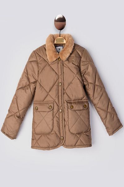 PODIUM GYM New Trend Basic Men's Fur Collar Snap Closure Welsoft -Quilted Coat Children-Baby Jacket-Mont