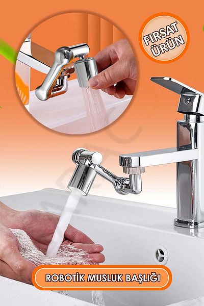 garaccu Stainless Plastic 1080 Degree Rotatable Robotic Faucet Head, Faucet Head Extension Attachment Tip