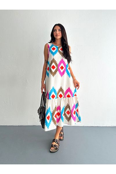 Fanori Woman Authentic Patterned Volume Woven Dress