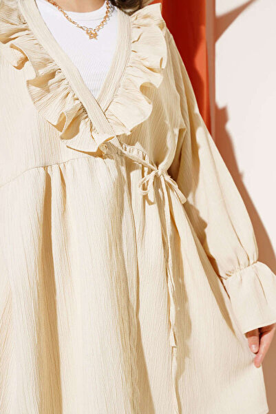 VOLT CLOTHİNG Kadın Fırfırlı Bağlamalı Kimono