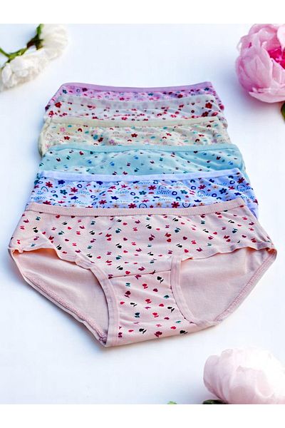 Kossiga 6 Pack Girls' Patterned Cotton Premium Quality Panties Underwear