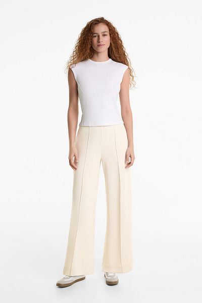 Oysho Short-sleeved rib top with cotton and modal