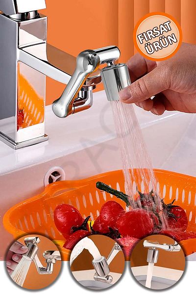 garaccu Stainless Plastic 1080 Degree Rotatable Robotic Faucet Head, Faucet Head Extension Attachment Tip
