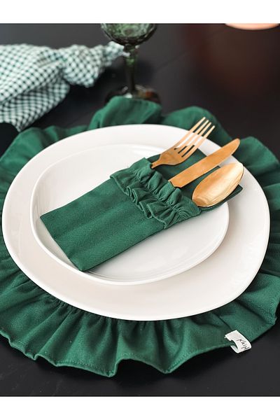 KaiHome Θήκη για μαχαιροπίρουνα Mossy Linen 3 θέσεων 6 ΤΕΜ