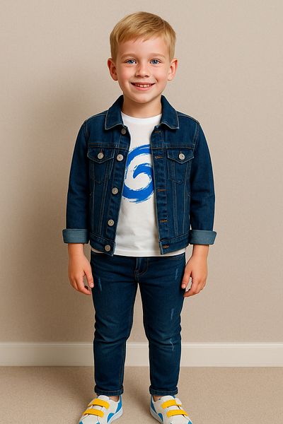 Yalçınoğlu Kids Special 3-Piece Children's Denim Suit for Eid I Boys' Suit I (It Is Recommended to Buy 1 Size Larger)