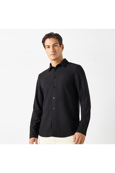 FAV Regular Fit Textured Shirt with Button Closure and Long Sleeves