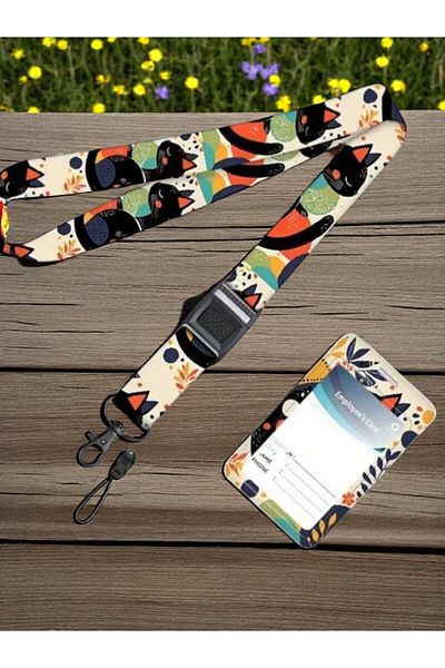 LavinTheMavi Cat Pattern - Neck Lanyard, Card Holder, Extendable Yoyo Set