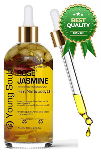 YOUNG SOULS Aromatherapy Rose Jasmine Multi Use Gül Yasemin Yüz Saç Tırnak & Cilt Serumu Kuru Yağ 100 Ml