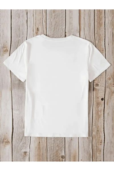 PENTHİLUS Cute Rabbit Printed Floral T-Shirt, Short Sleeve Round Neck Spring Summer Women's Clothing