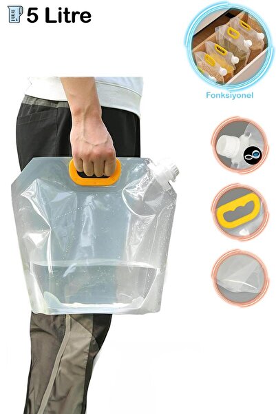 Mashotrend 5 Litre Katlanabilir Su Çantası - Su Çantası Piknik Çantası Bakliyat Kabı Kamp Sürahisi