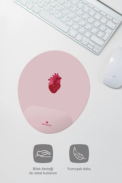 Mincanas Heart Colorful Patterned Oval Mouse Pad with Wrist Support Mouse Pad