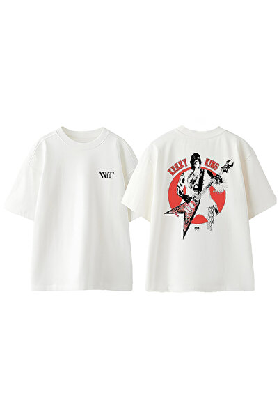 THEWERT Kerry King Design Leđa Štampano Pamuk Bela Oversize kroj T-shirt