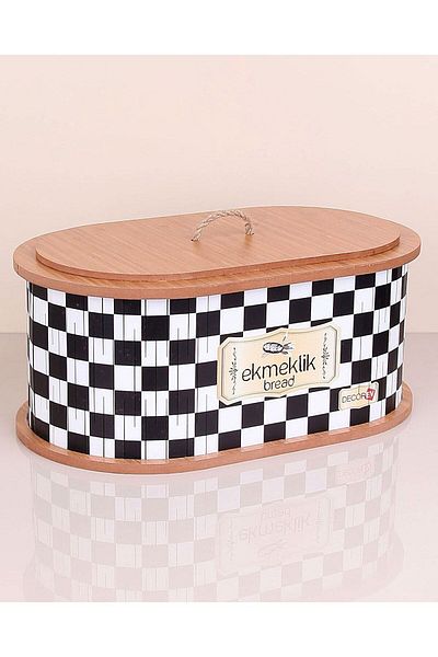 Qerhome Wooden Bread Bowl 34 cm Checkered