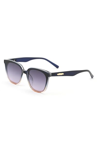 Angel Eyes Geometric Navy Blue Bone Frame Gradient Glass Women's Sunglasses Llt01