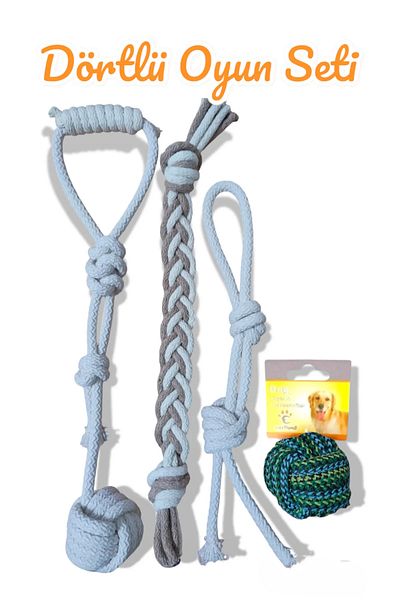 Thaze 7/24 AVM Quadruple Hygienic Play Set Pull and Pull, Teeth Scratching, Stress Dog Toy
