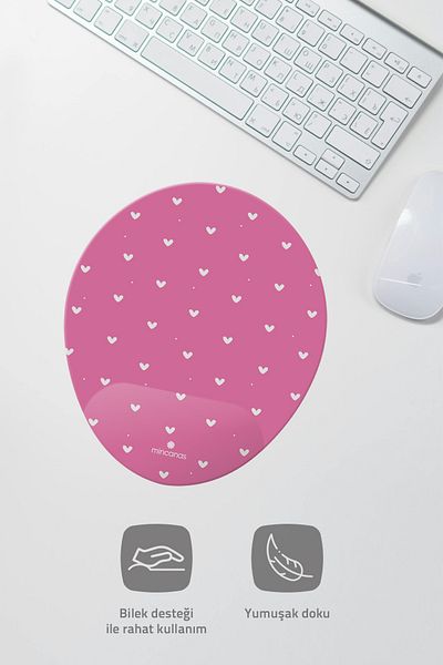 Mincanas Heart Colorful Patterned Oval Mouse Pad with Wrist Support Mouse Pad