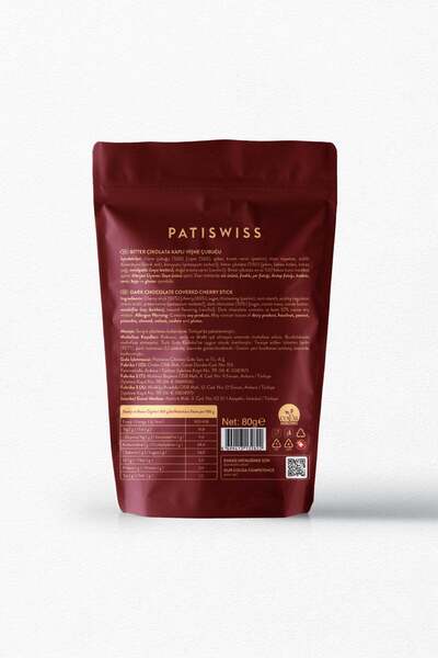 Patiswiss Bitter Çikolatalı Vişne Çubukları, 80G