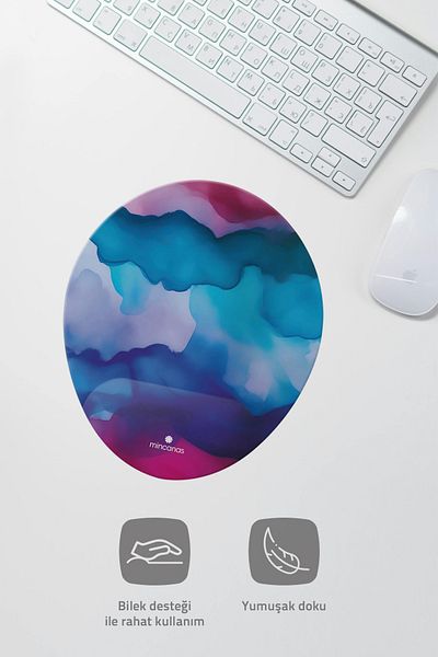 Mincanas Colorful Patterned Oval Mouse Pad with Wrist Support Mouse Pad