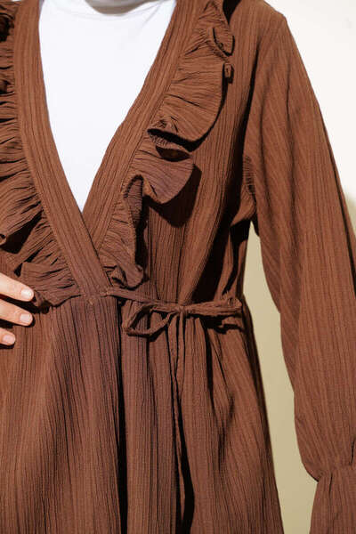 VOLT CLOTHİNG Kadın Fırfırlı Bağlamalı Kimono