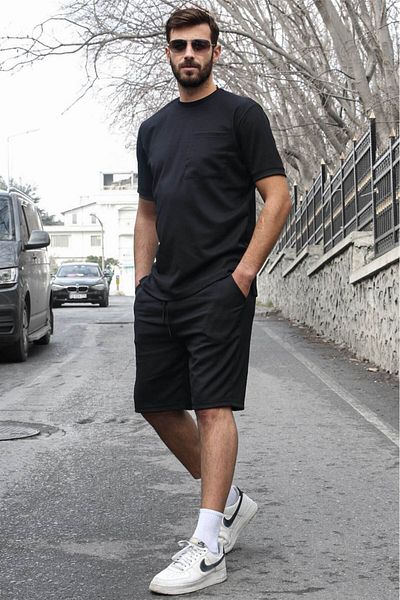 Madmext Μαύρο ανδρικό σορτς Basic με λεπτομέρεια τσέπης 5914