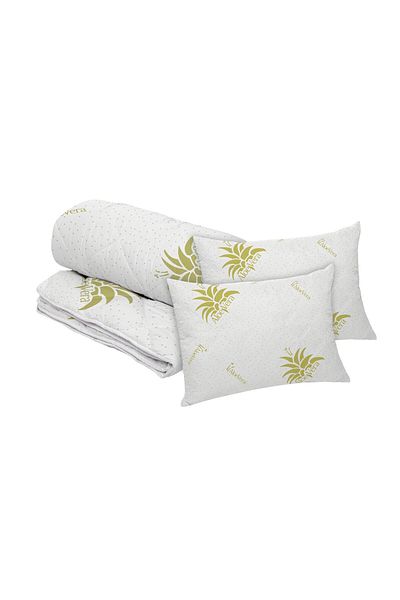 ALCAM Aloe Vera Essence set, 2 microfiber pillows 50x70 cm and quilted duvet 350g/sqm, 200x220 cm