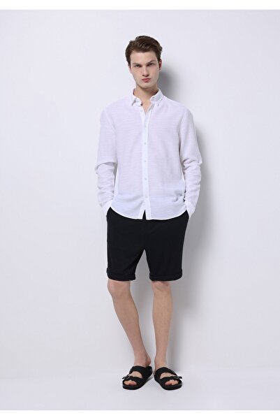 Colin's Cămașă Slim Fit Gât Cămașă albă cu mânecă lungă pentru bărbați