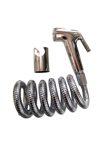 Karaaliler Pistol Bite Spiral Stainless Double Clamped Steel Hose with Extension Hose 120 cm 1/2 Outlet