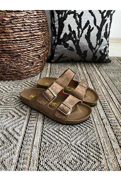 Behtah Kundura Παντόφλες μοντέλου Comfort με ορθοπεδική σόλα από φελλό Unisex με διπλή πόρπη Καθημερινές άνετες παντόφλες εσωτερικού χώρου