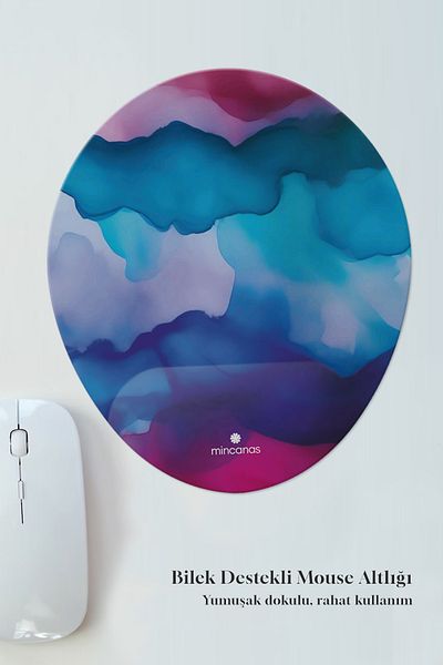 Mincanas Colorful Patterned Oval Mouse Pad with Wrist Support Mouse Pad