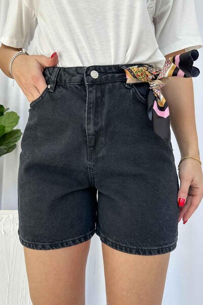 Mine Tan Butik Ženske traper šortseve - crne