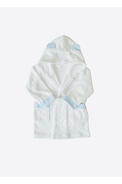 kitikate Organic Drm Bathrobe White Blue