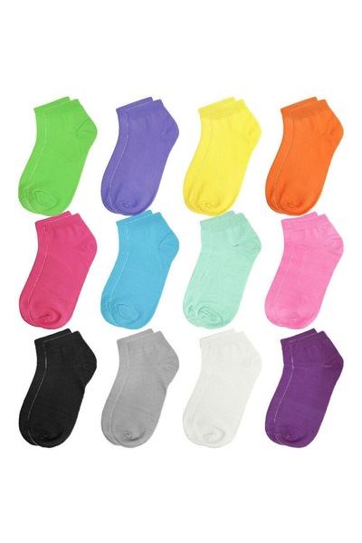 ENFAEL 12 Pairs of Women's Cotton Colorful Booties Socks Set